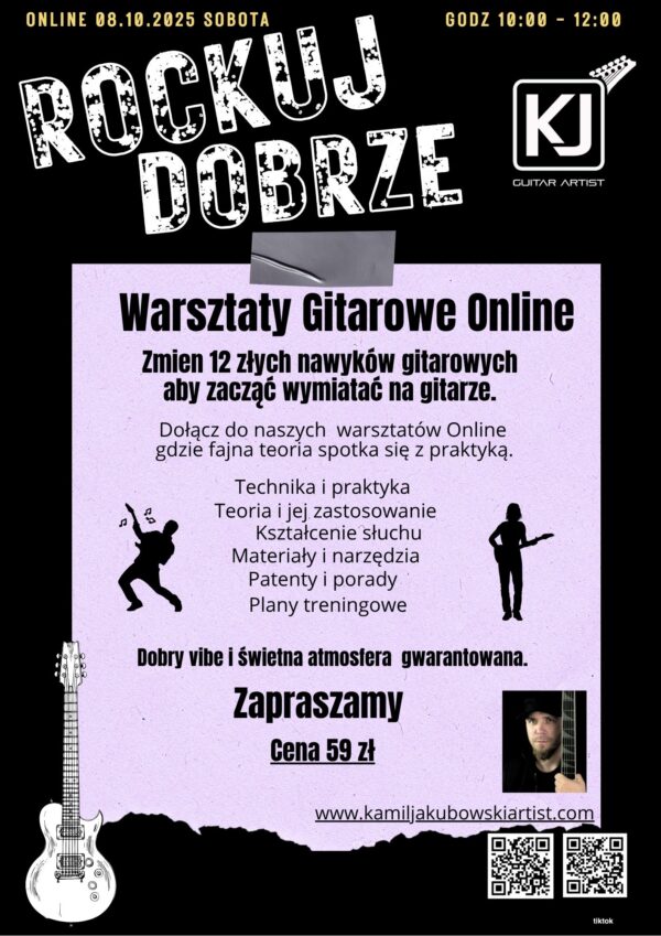 Warsztaty Online - Zmień 12 złych nawyków gitarowych aby zacząć wymiatać na  gitarze.